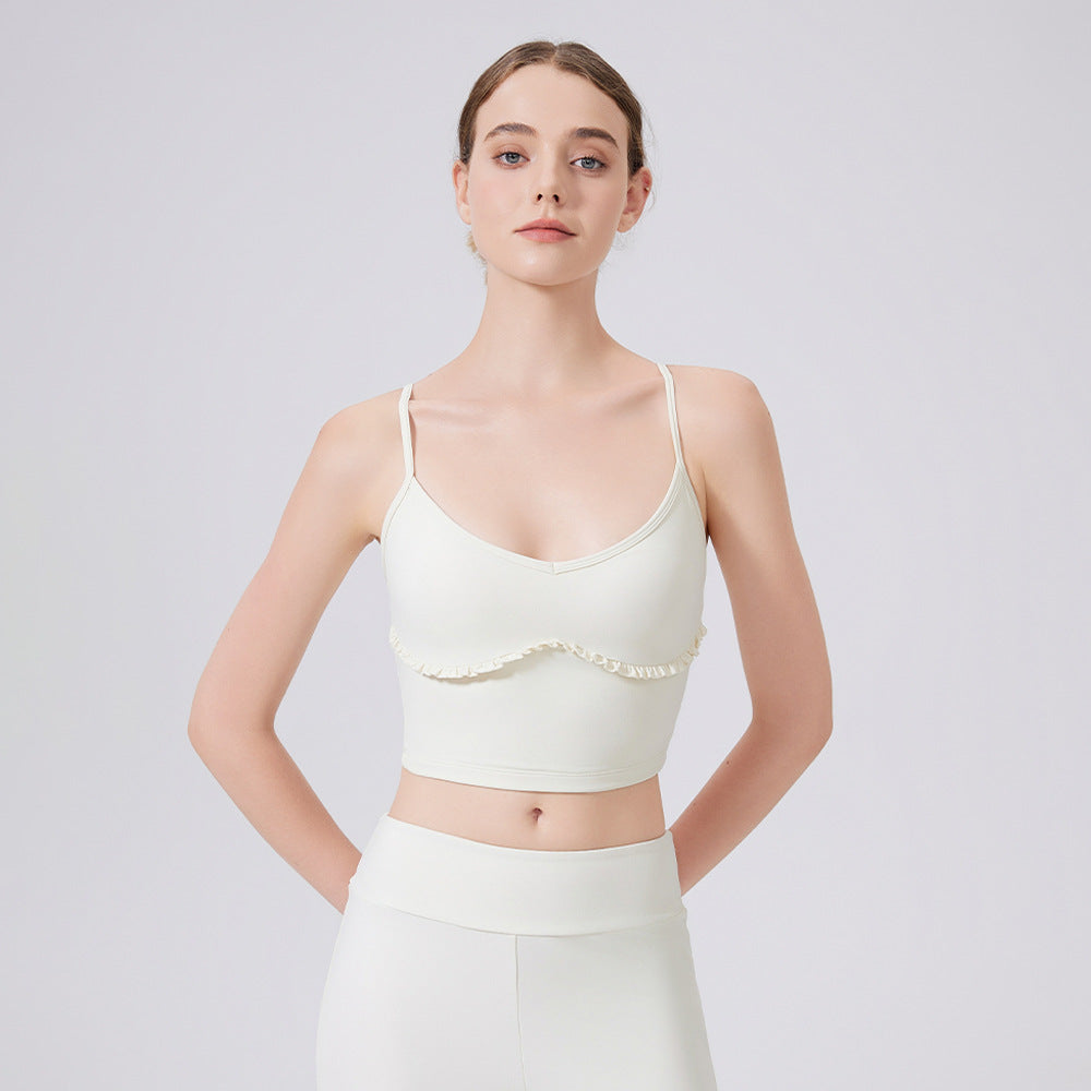 Beauty Back Spaghetti Lace Up Lace Yoga Vest