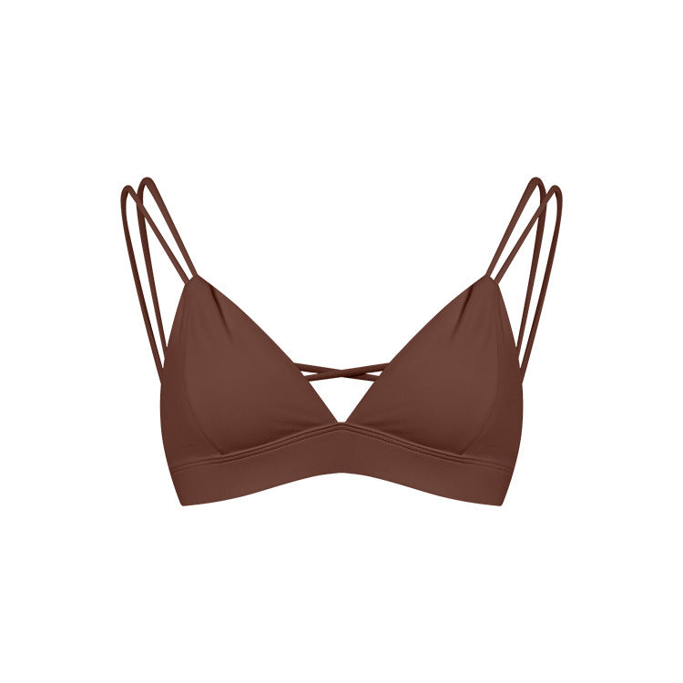Women's Spaghetti Strap Bra Deep V Versatile Cross Sports Bra