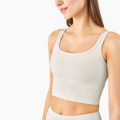 Women's Skin-Friendly Sports Yoga Vest – High Elastic Gathered Underwear Top