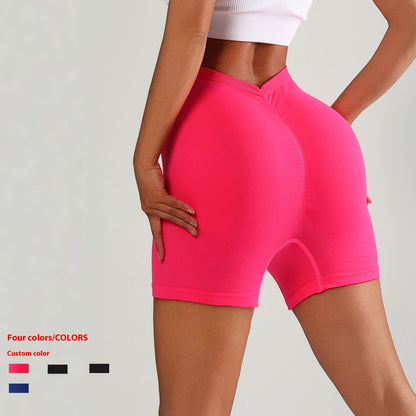 Women's Back Waist Deep V High-Waist Yoga Shorts – Hip Lifting & Sports Activewear