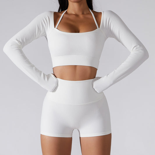 Women’s Sports Top – Quick-Dry Long Sleeve Yoga Shirt with Chest Pad, Slim Fit Workout Wear