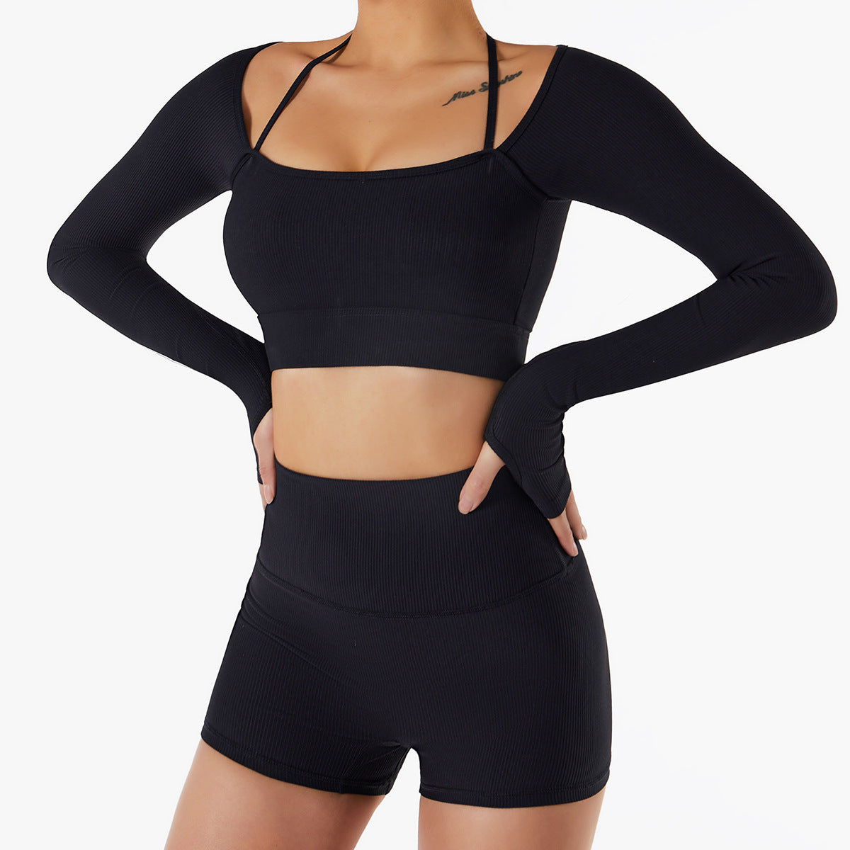 Women’s Sports Top – Quick-Dry Long Sleeve Yoga Shirt with Chest Pad, Slim Fit Workout Wear
