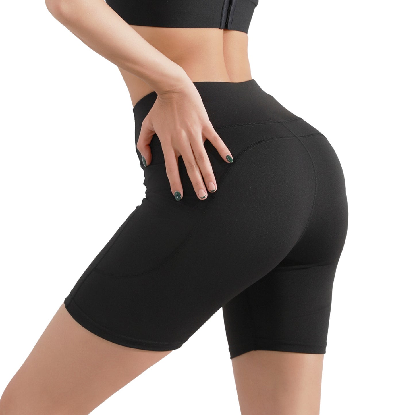 Plus Size Five-point Pocket Yoga Pants High Waist Hip Lift Sports Shorts