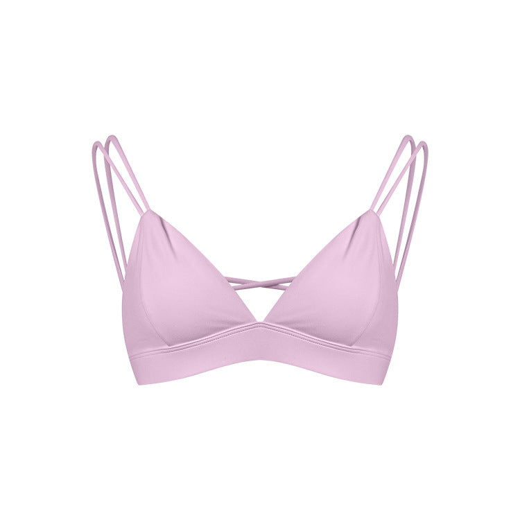 Women's Spaghetti Strap Bra Deep V Versatile Cross Sports Bra