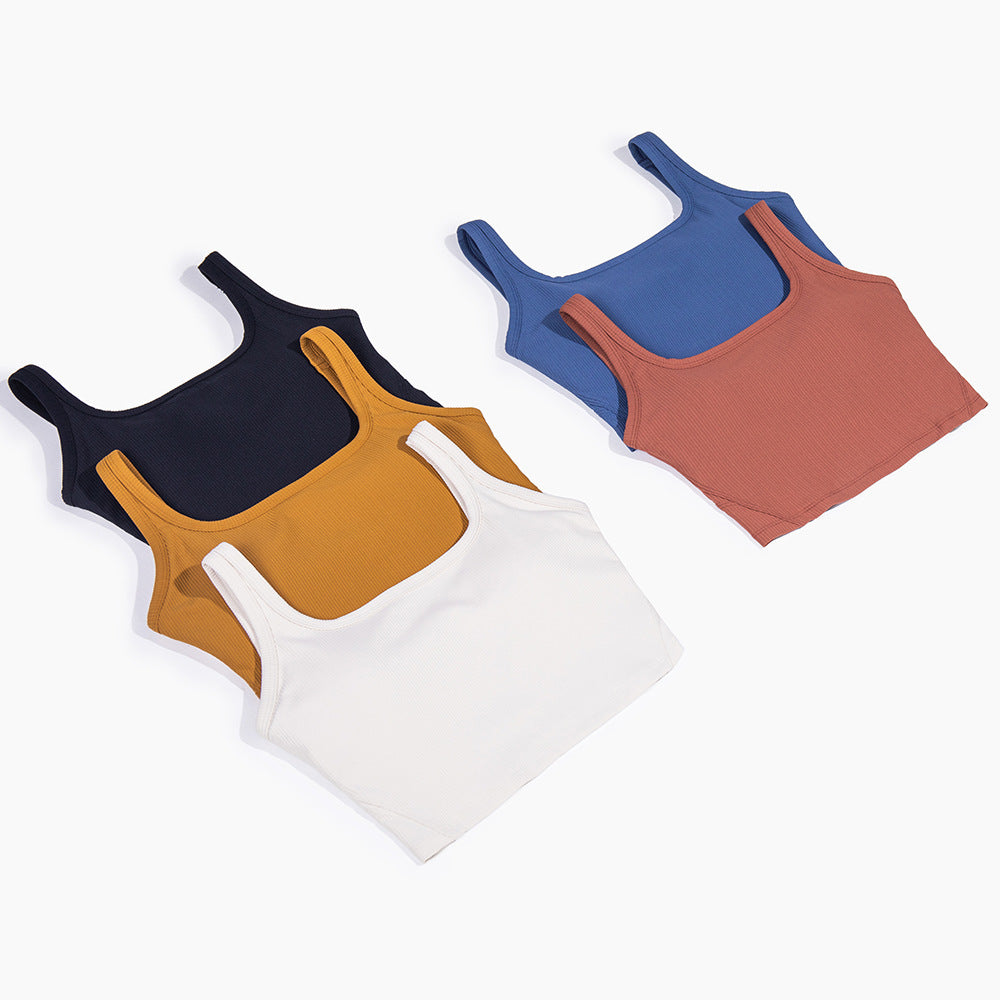 Women's Skin-Friendly Sports Yoga Vest – High Elastic Gathered Underwear Top